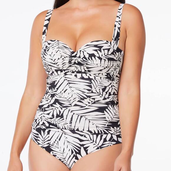 Bleu Rod Beattie NWT Urban Oasis Shirred Bandeau One Piece Swimsuit Size 14 - Picture 1 of 11